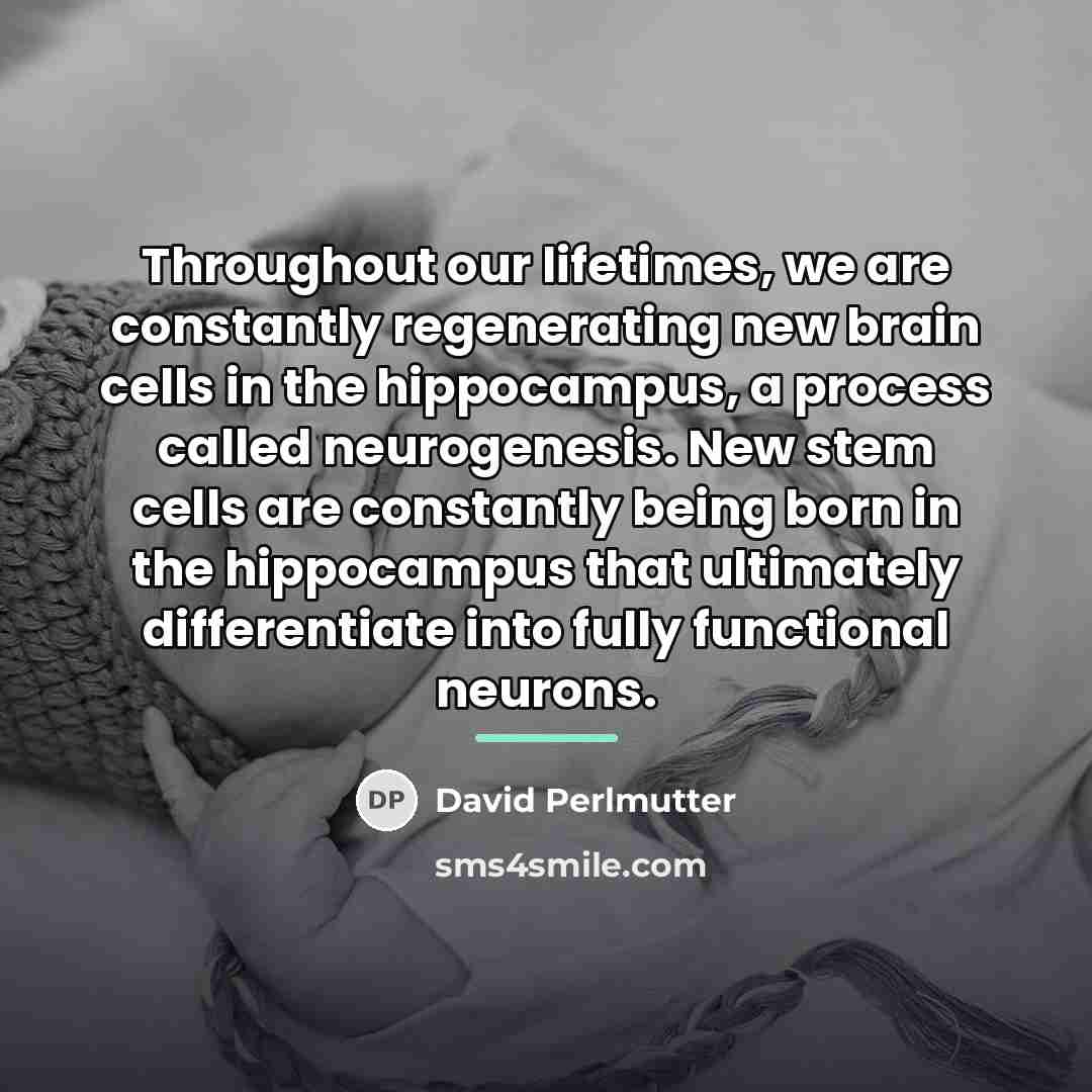 “Throughout our lifetimes, we are constantly regenerating new brain cells…” quote by David Perlmutter