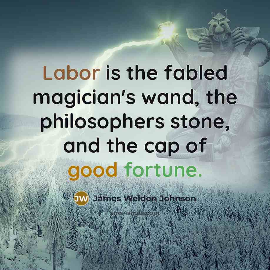 “Labor is the fabled magician's wand, the philosophers stone, and…” quote by James Weldon Johnson