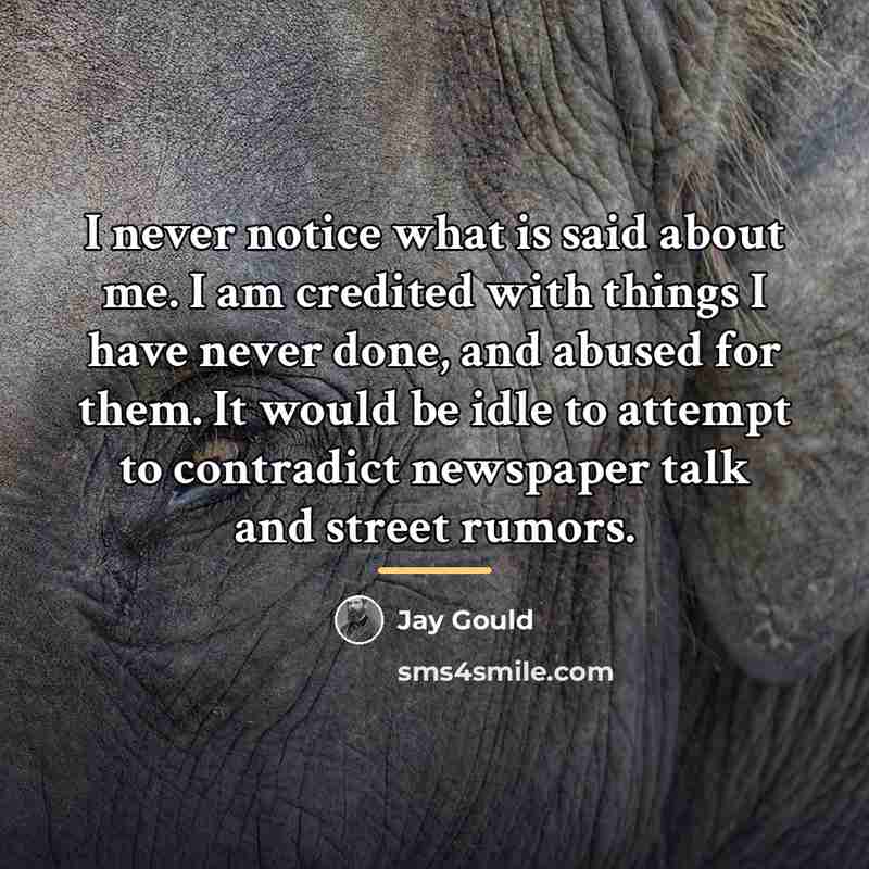 “I never notice what is said about me. I am…” quote by Jay Gould