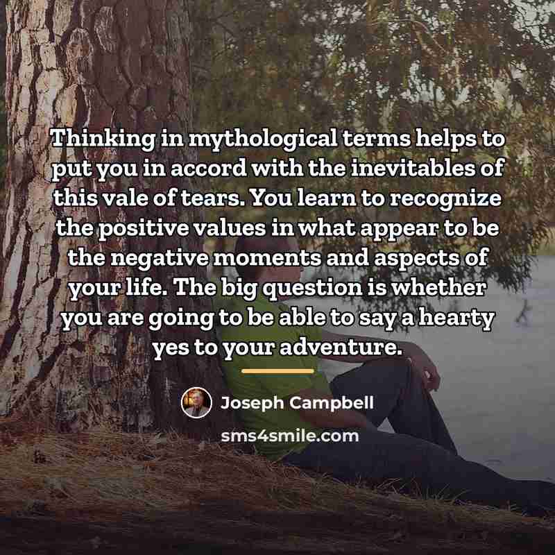 “Thinking in mythological terms helps to put you in accord…” quote by Joseph Campbell