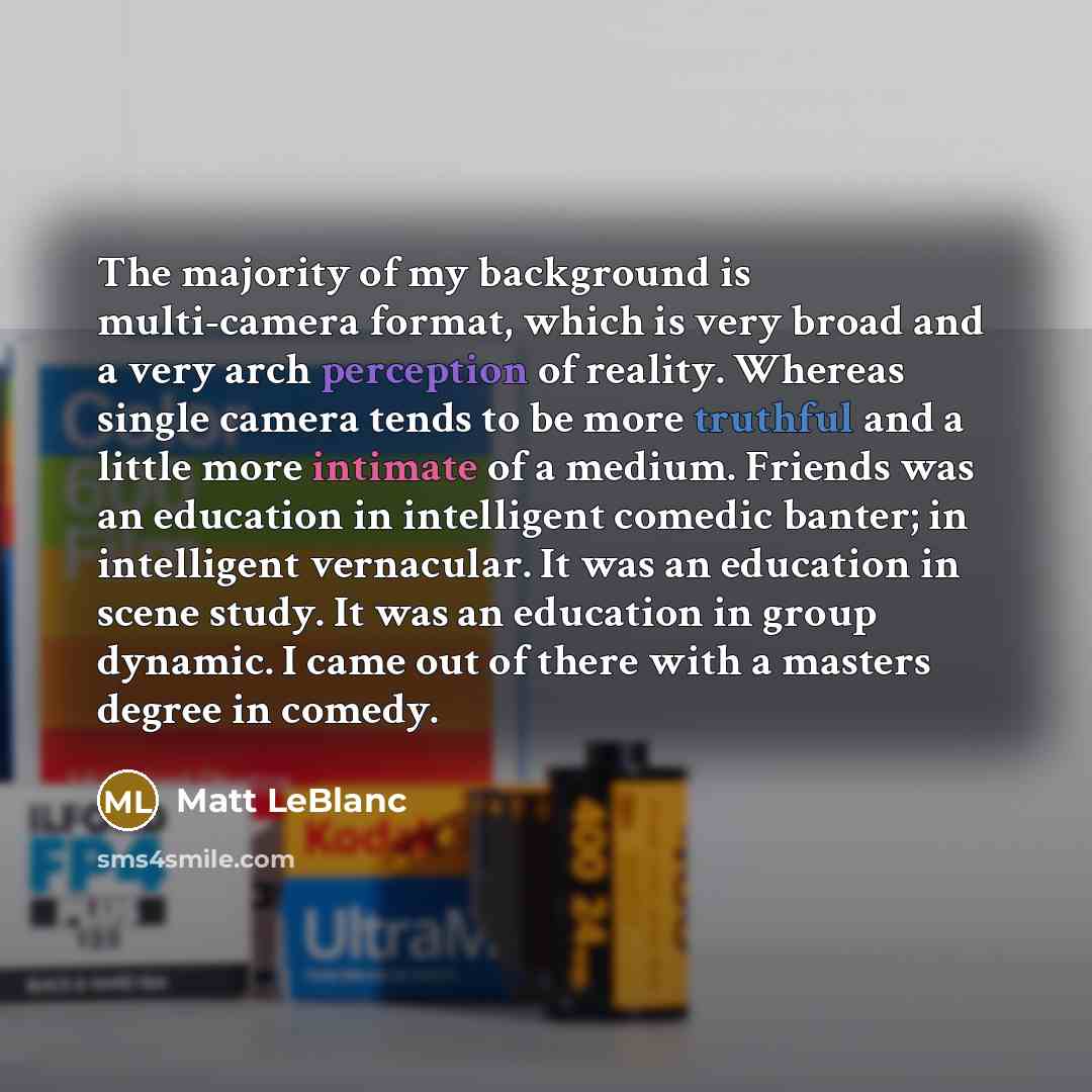 “The majority of my background is multi-camera format, which is…” quote by Matt LeBlanc