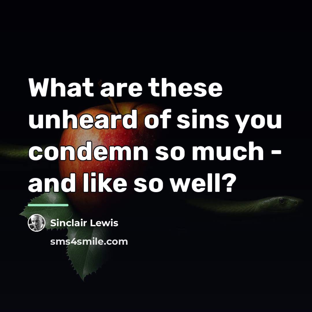 “What are these unheard of sins you condemn so much…” quote by Sinclair Lewis