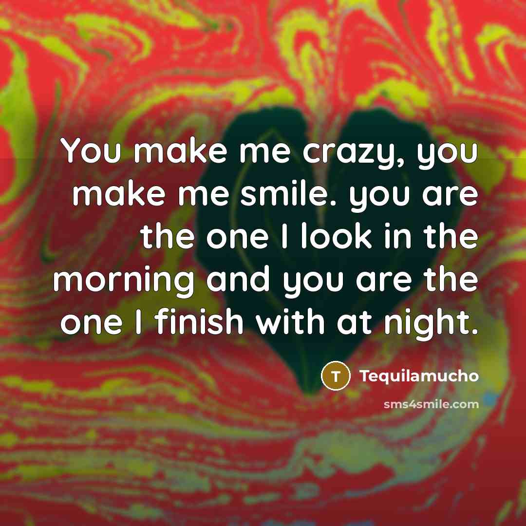 “You make me crazy, you make me smile. you are…” quote by Tequilamucho