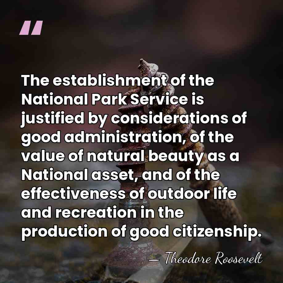 The establishment of the National Park Service is justified by considerations of&hellip; - Theodore Roosevelt