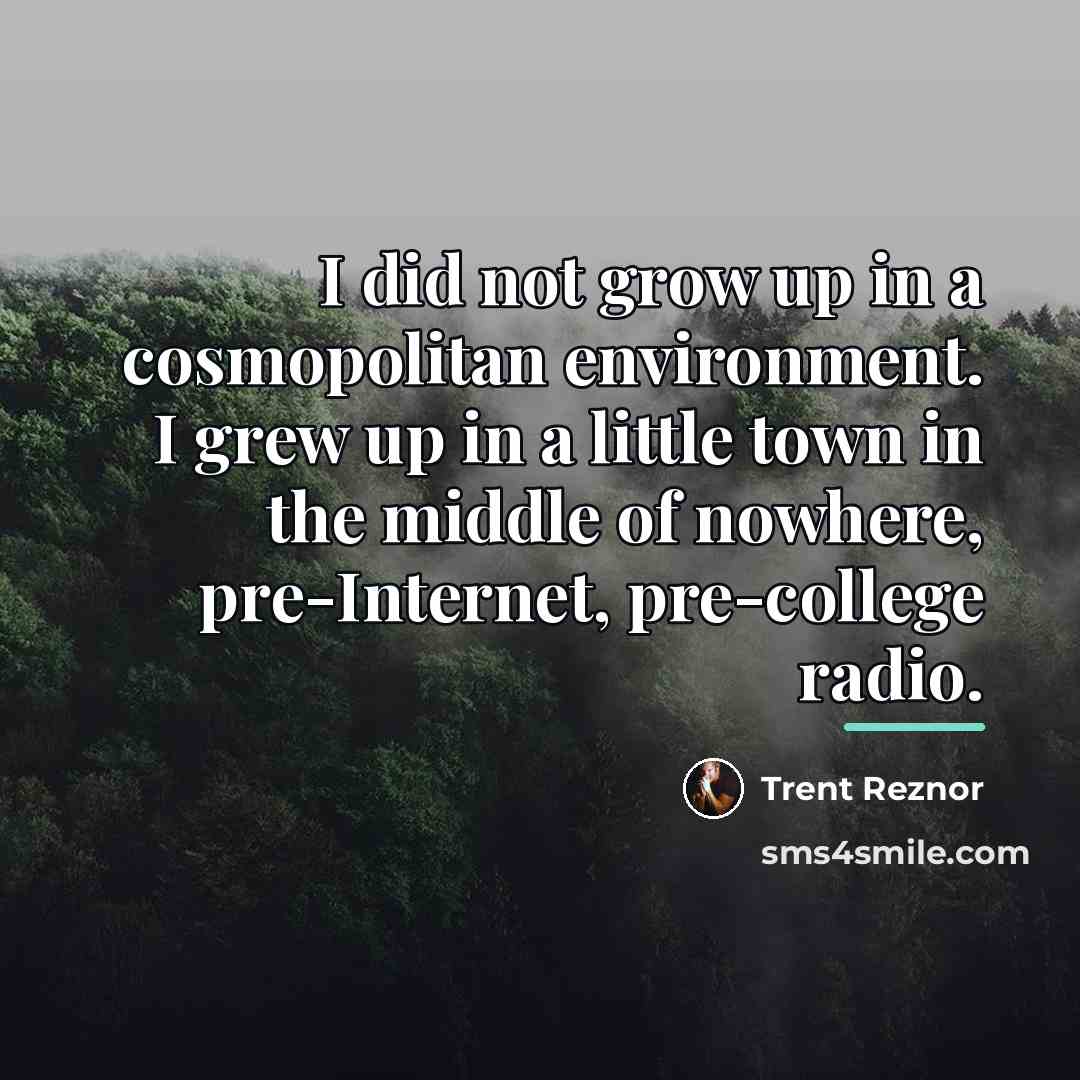 “I did not grow up in a cosmopolitan environment. I…” quote by Trent Reznor