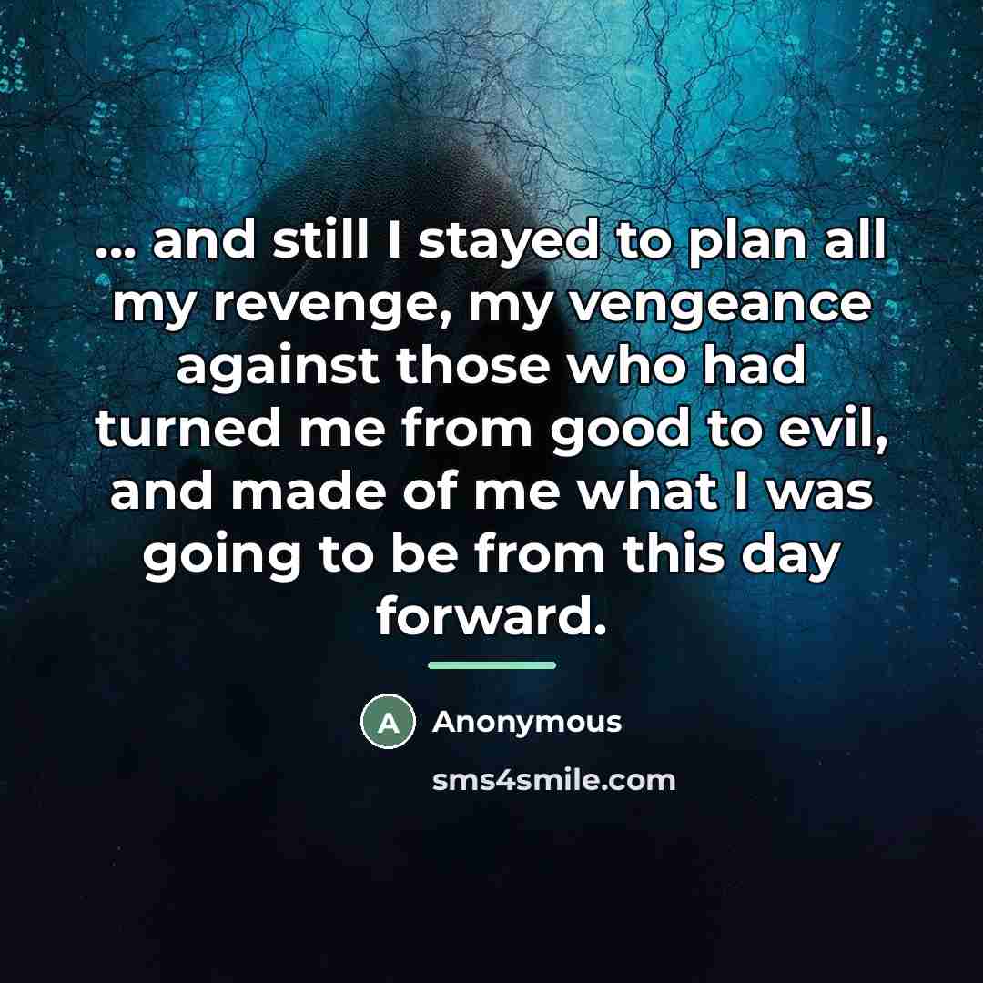“... and still I stayed to plan all my revenge,…” quote by Anonymous