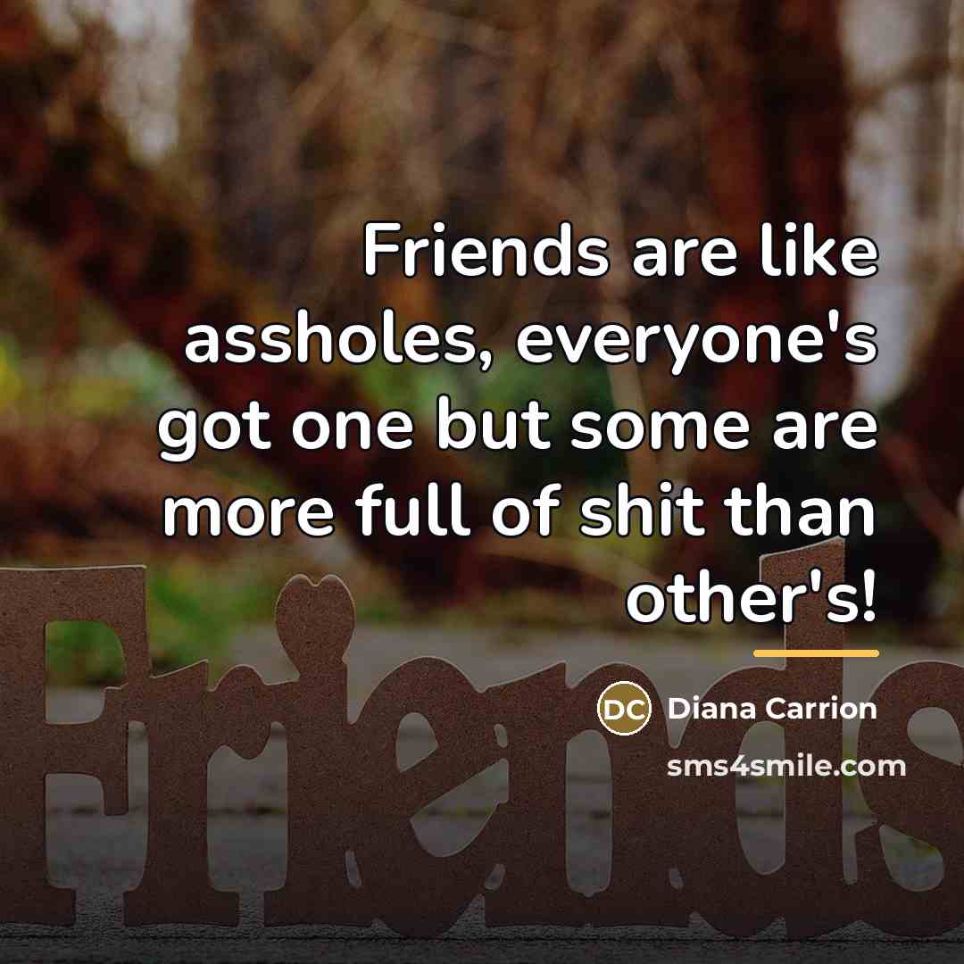“Friends are like assholes, everyone's got one but some are…” quote by Diana Carrion