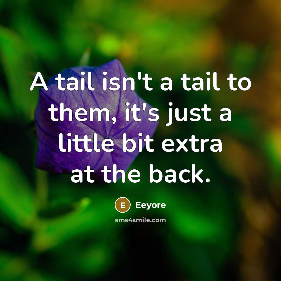 “A tail isn't a tail to them, it's just a little bit extra at the back.” quote by Eeyore