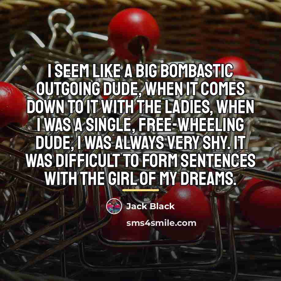 “I seem like a big bombastic outgoing dude, when it…” quote by Jack Black