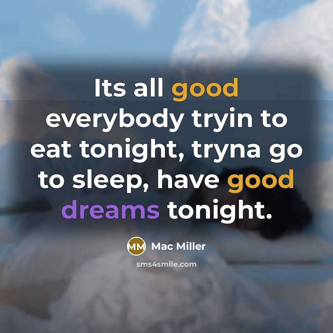“Its all good everybody tryin to eat tonight, tryna go…” quote by Mac Miller