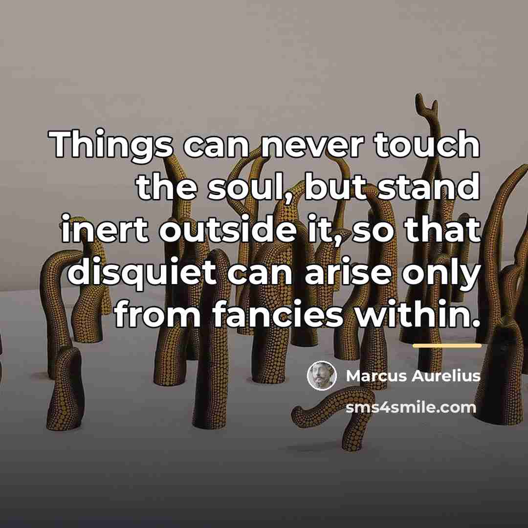 “Things can never touch the soul, but stand inert outside…” quote by Marcus Aurelius