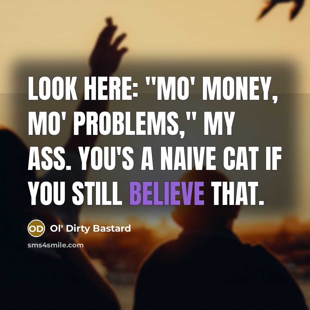 “Look here: "Mo' money, mo' problems," my ass. You's a…” quote by Ol' Dirty Bastard
