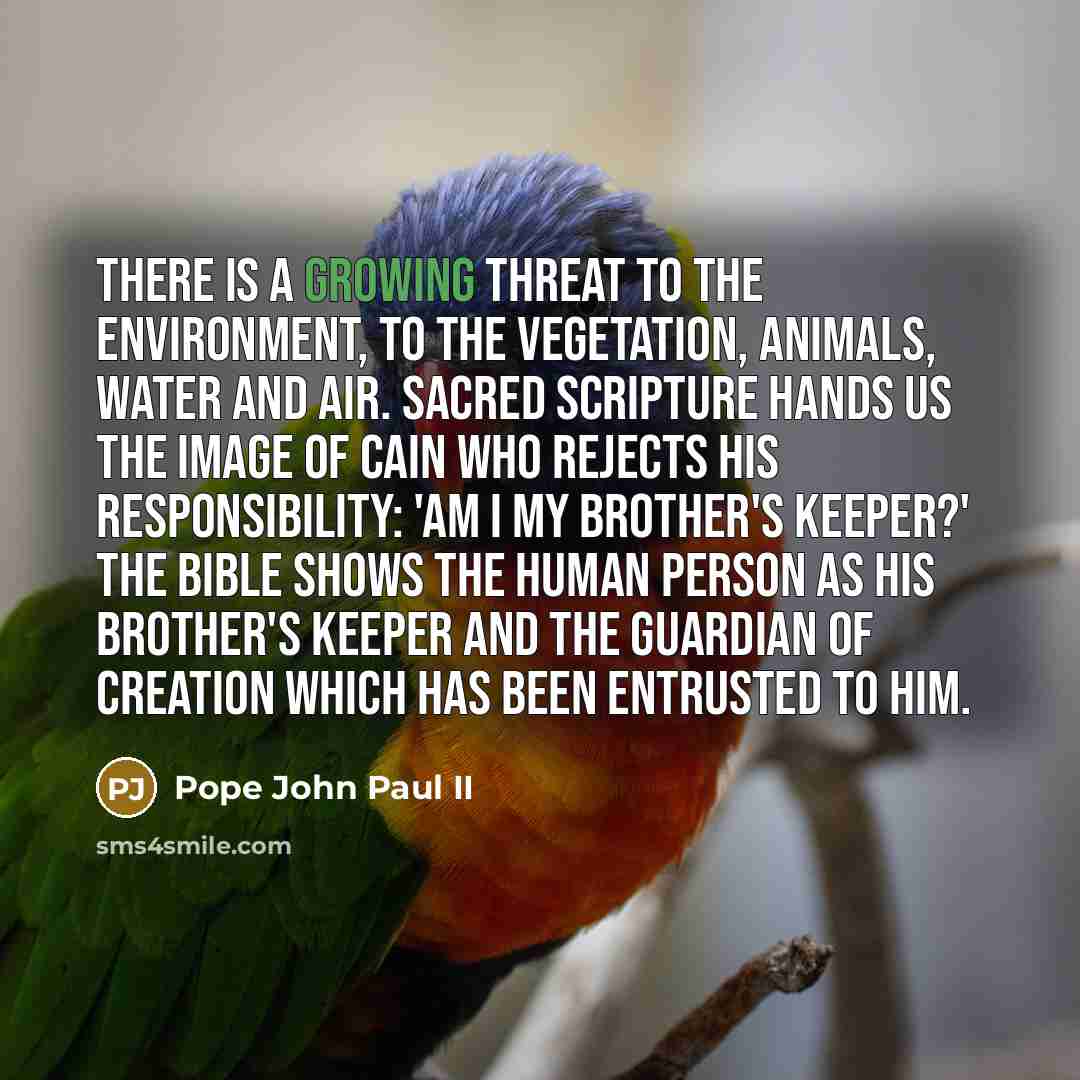 “There is a growing threat to the environment, to the…” quote by Pope John Paul II