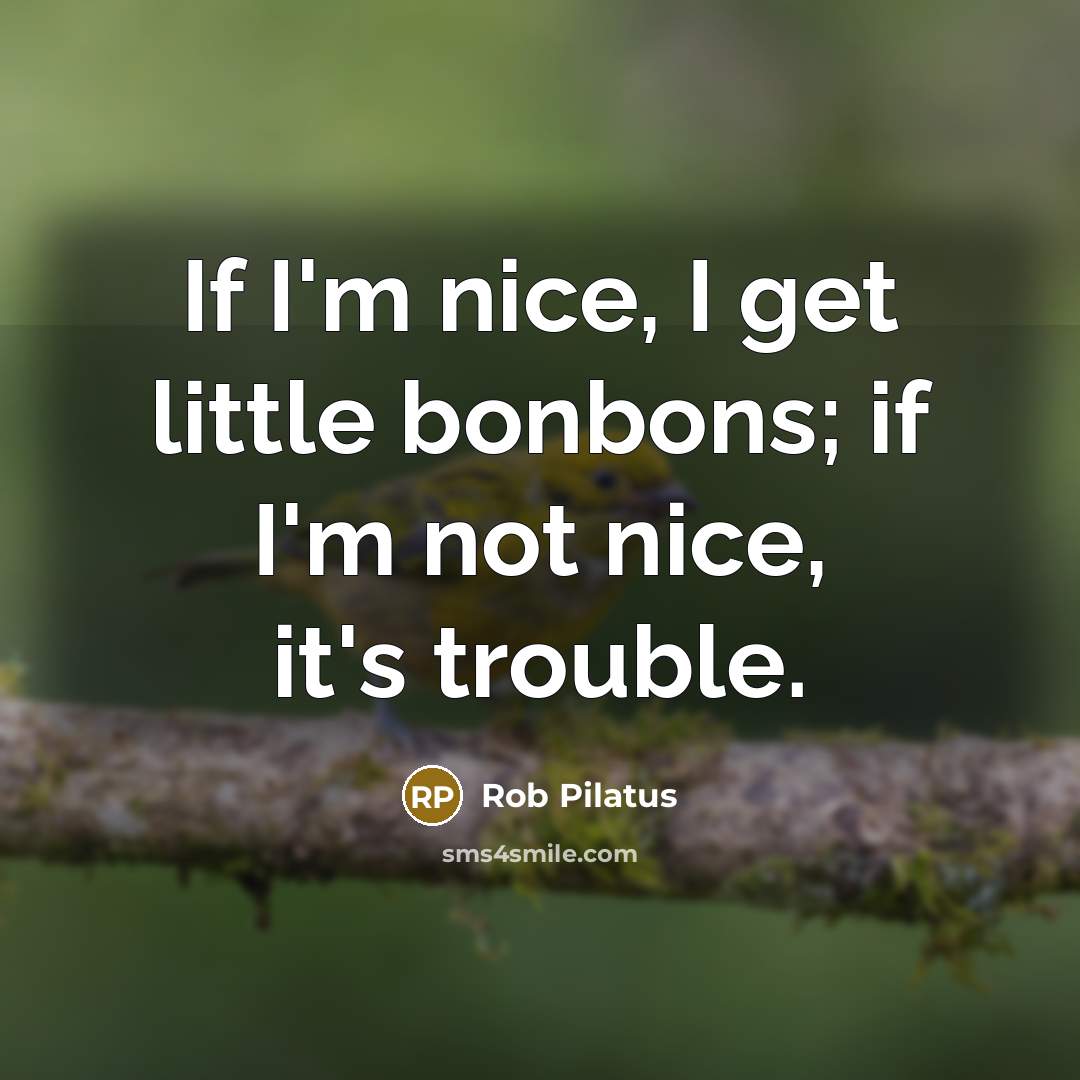 “If I'm nice, I get little bonbons; if I'm not…” quote by Rob Pilatus
