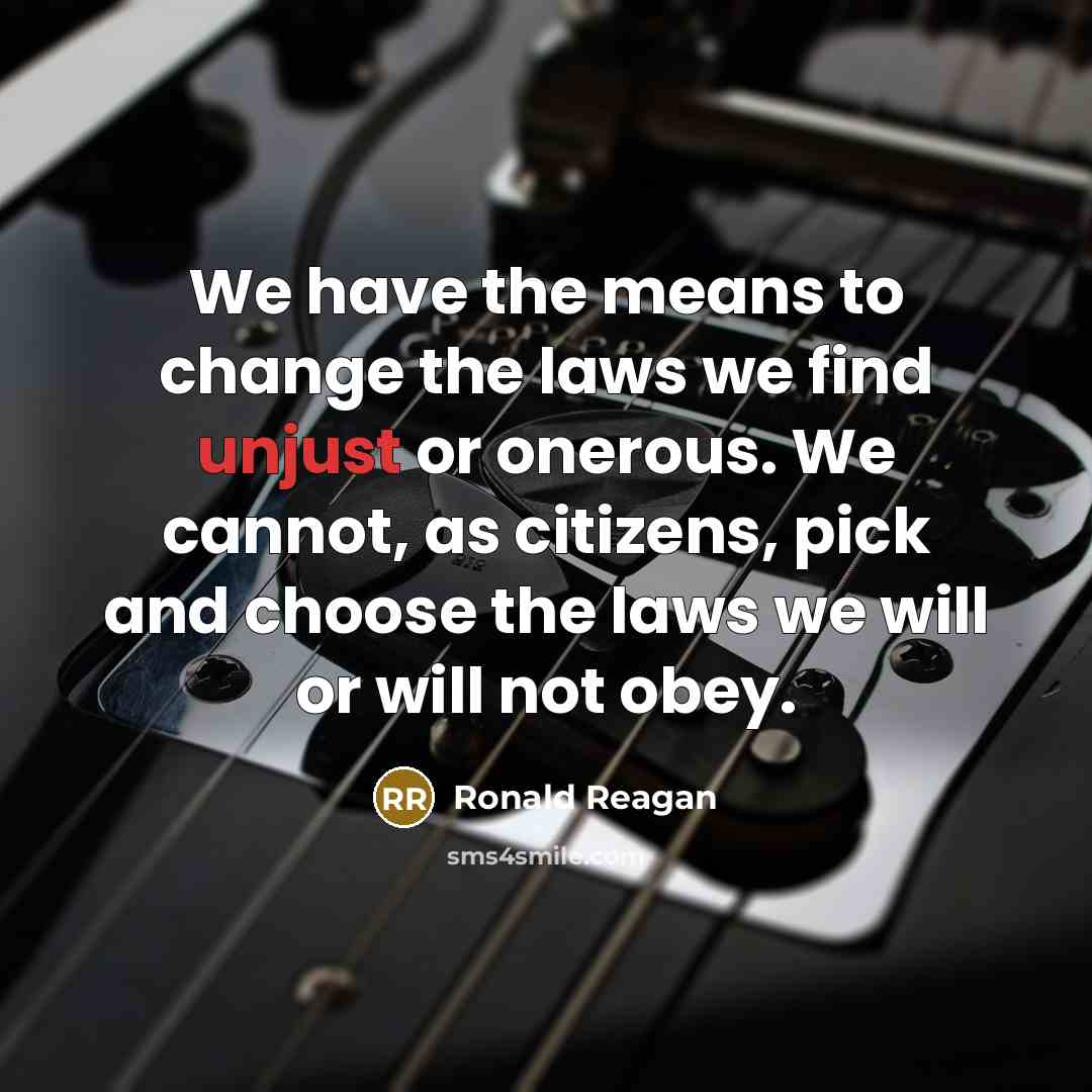 “We have the means to change the laws we find…” quote by Ronald Reagan