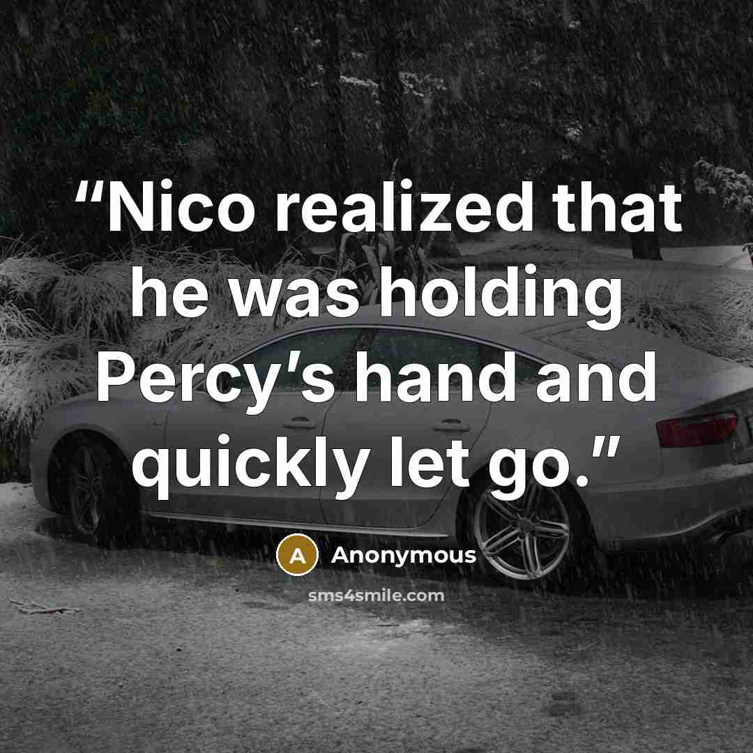 “Nico realized that he was holding Percy’s hand and quickly let go.” quote by Anonymous