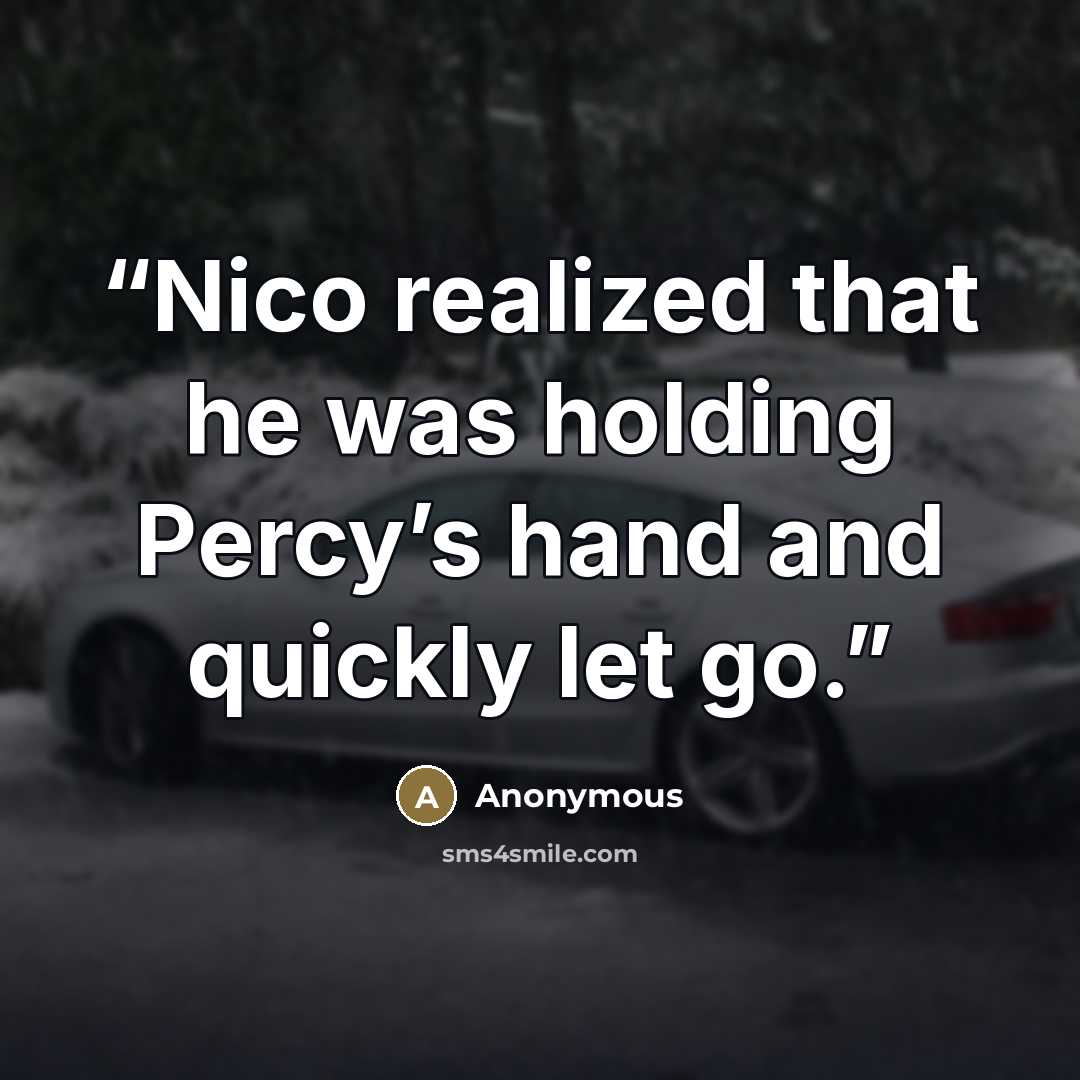 “Nico realized that he was holding Percy’s hand and quickly let go.” quote by Anonymous