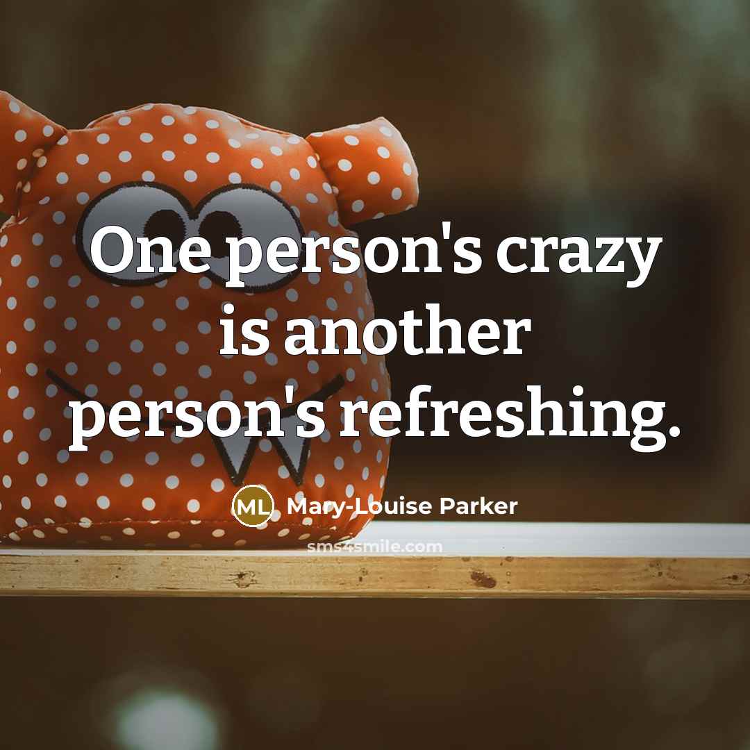 “One person's crazy is another person's refreshing.…” quote by Mary-Louise Parker