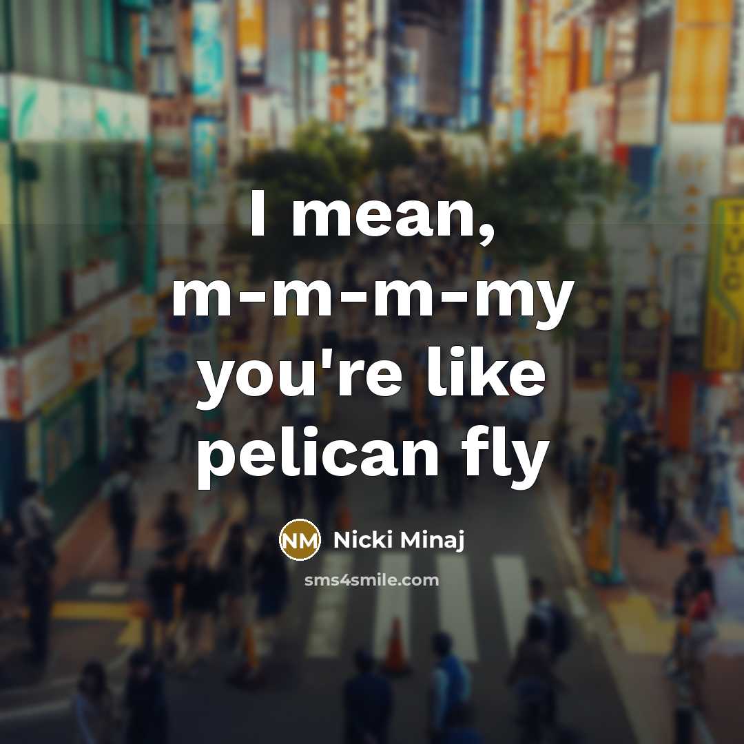 “I mean, m-m-m-my you're like pelican fly” quote by Nicki Minaj