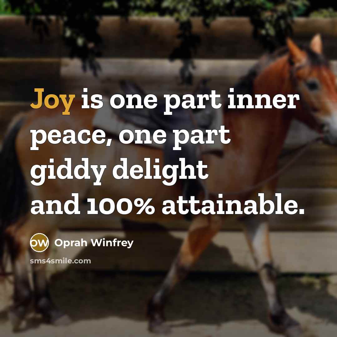 “Joy is one part inner peace, one part giddy delight…” quote by Oprah Winfrey