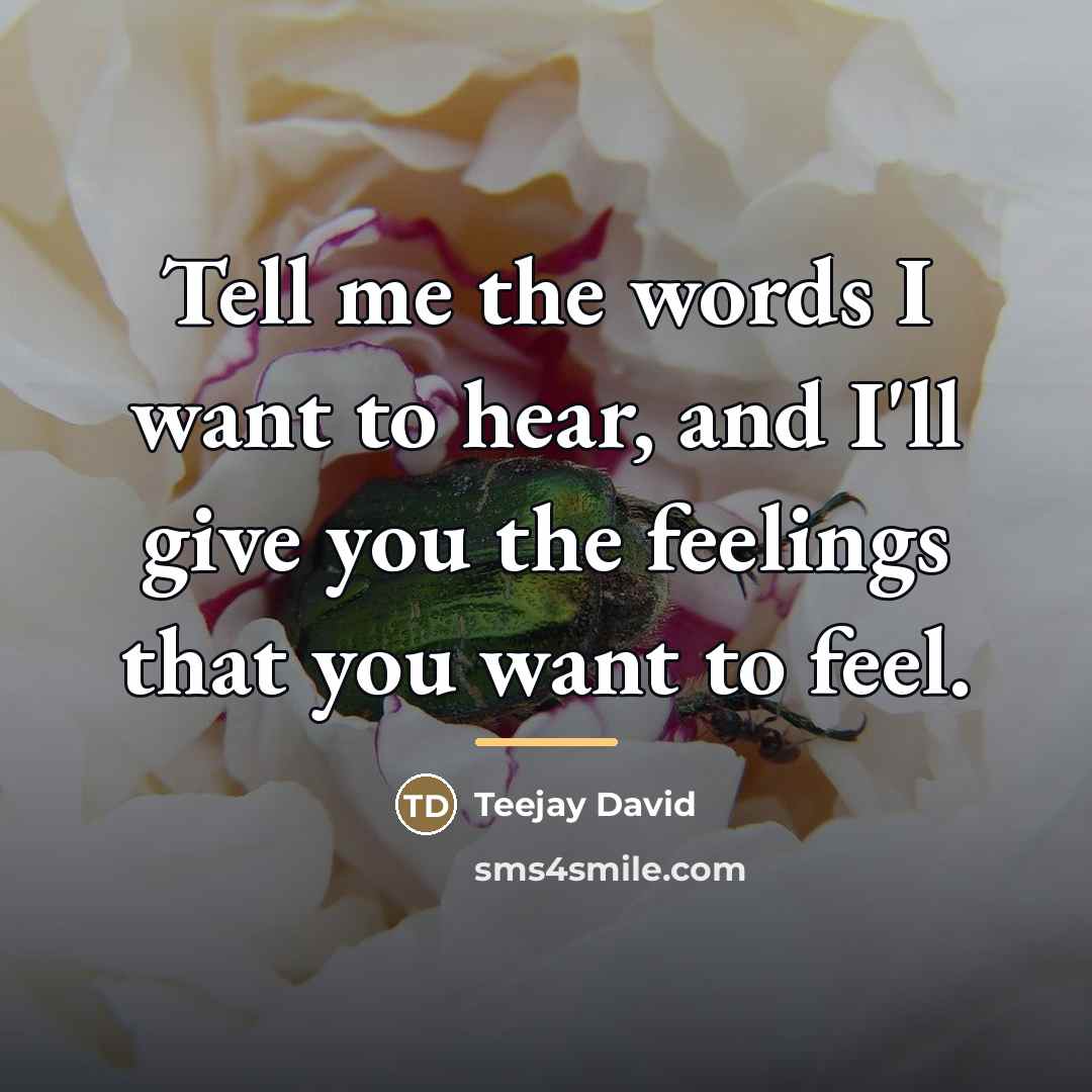 “Tell me the words I want to hear, and I'll…” quote by Teejay David