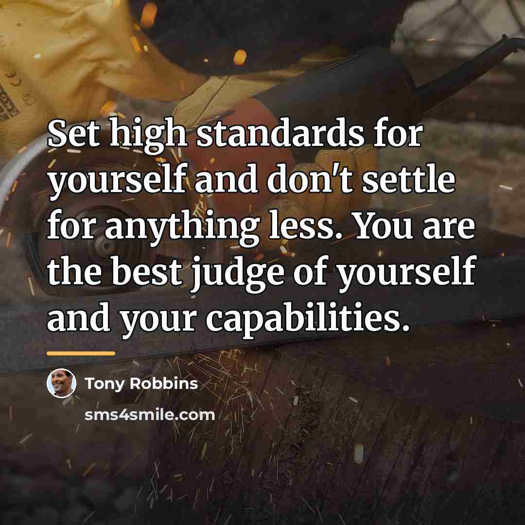 “Set high standards for yourself and don't settle for anything…” quote by Tony Robbins