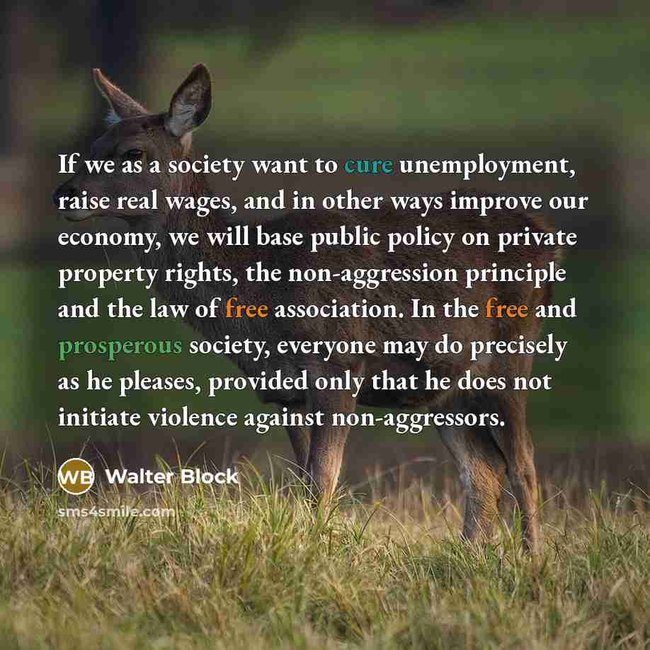“If we as a society want to cure unemployment, raise…” quote by Walter Block