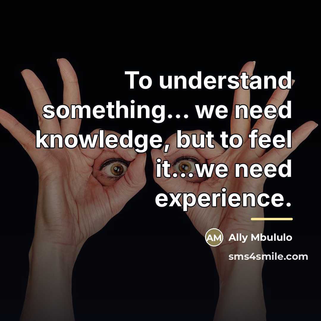 “To understand something... we need knowledge, but to feel it...we…” quote by Ally Mbululo