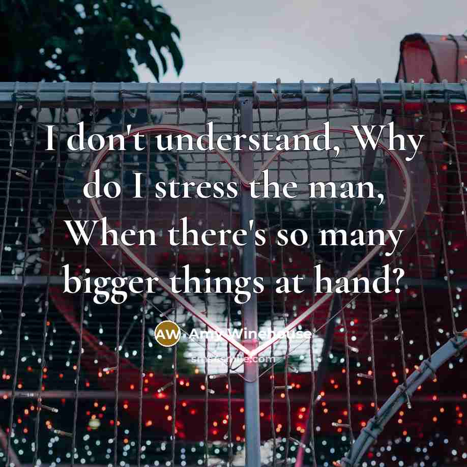 “I don't understand, Why do I stress the man, When…” quote by Amy Winehouse