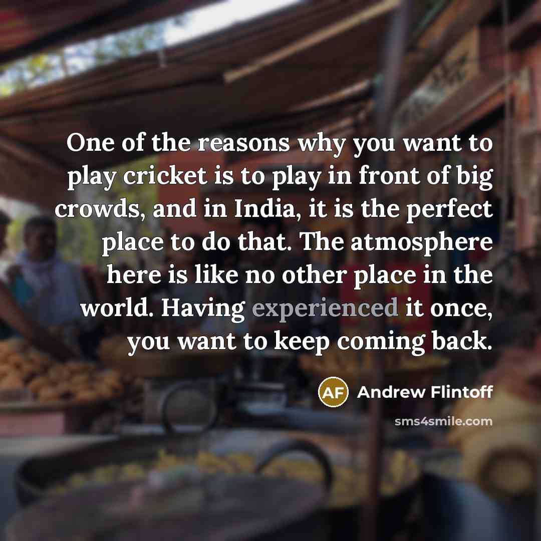 “One of the reasons why you want to play cricket…” quote by Andrew Flintoff