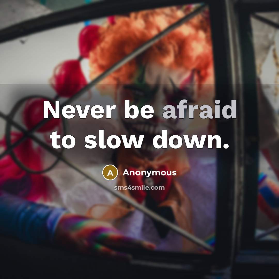 “Never be afraid to slow down.” quote by Anonymous