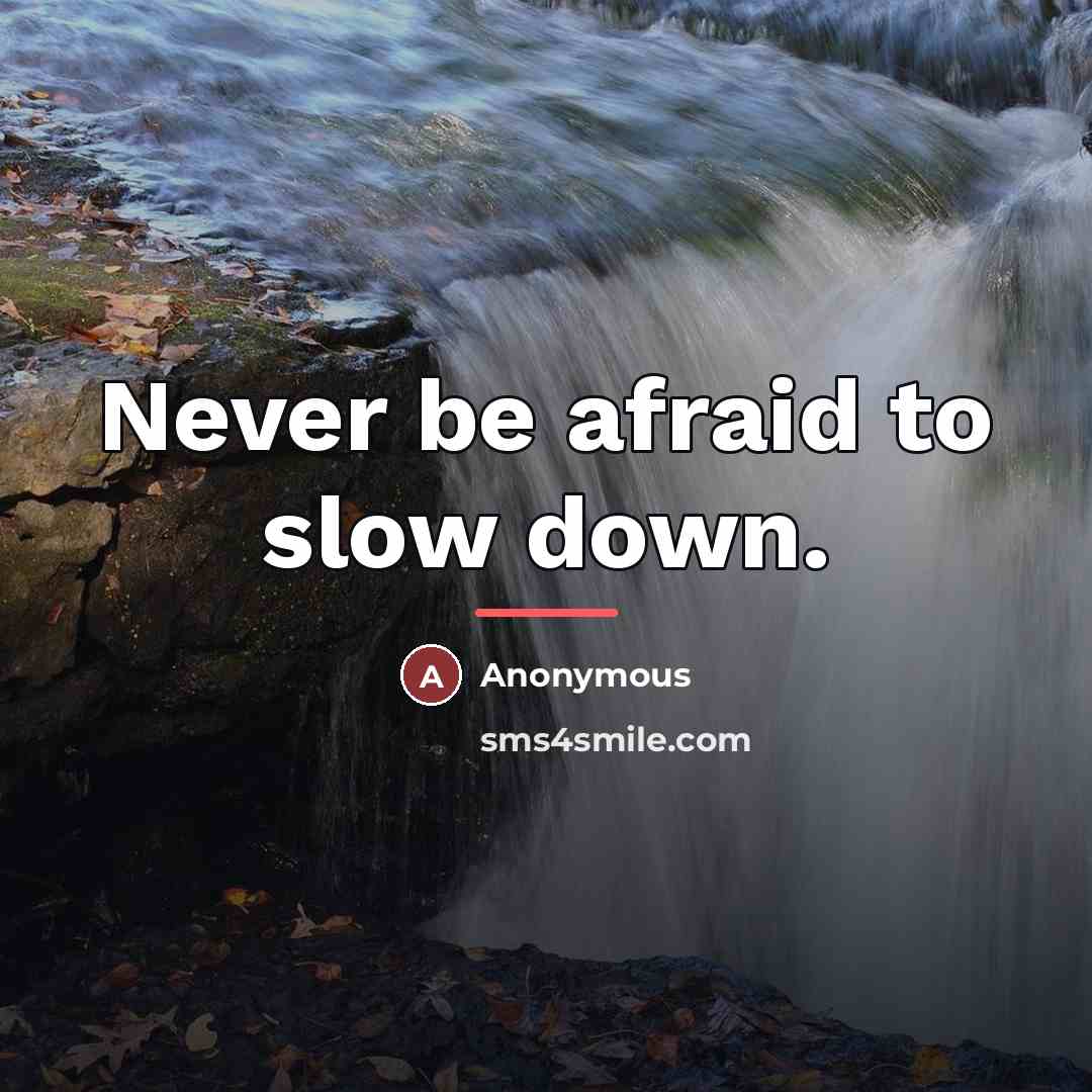 “Never be afraid to slow down.…” quote by Anonymous