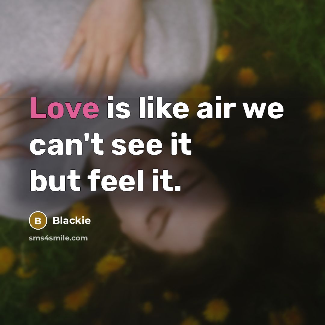 “Love is like air we can't see it but feel…” quote by Blackie