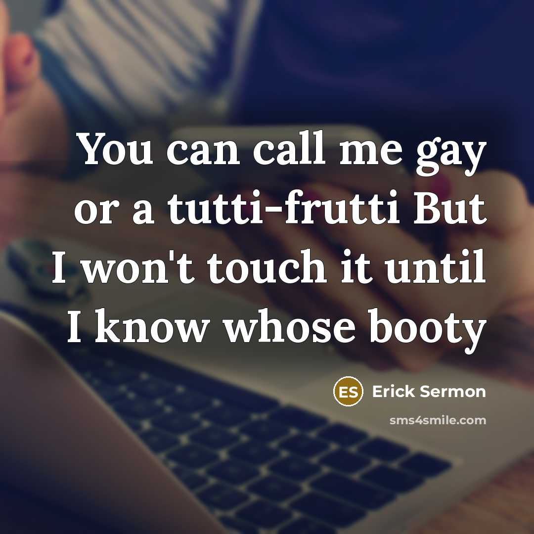 “You can call me gay or a tutti-frutti But I…” quote by Erick Sermon