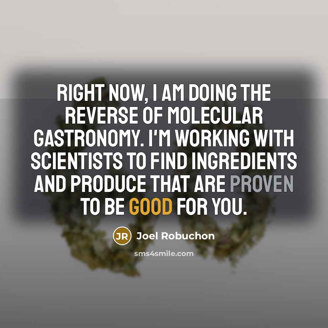 “Right now, I am doing the reverse of molecular gastronomy.…” quote by Joel Robuchon