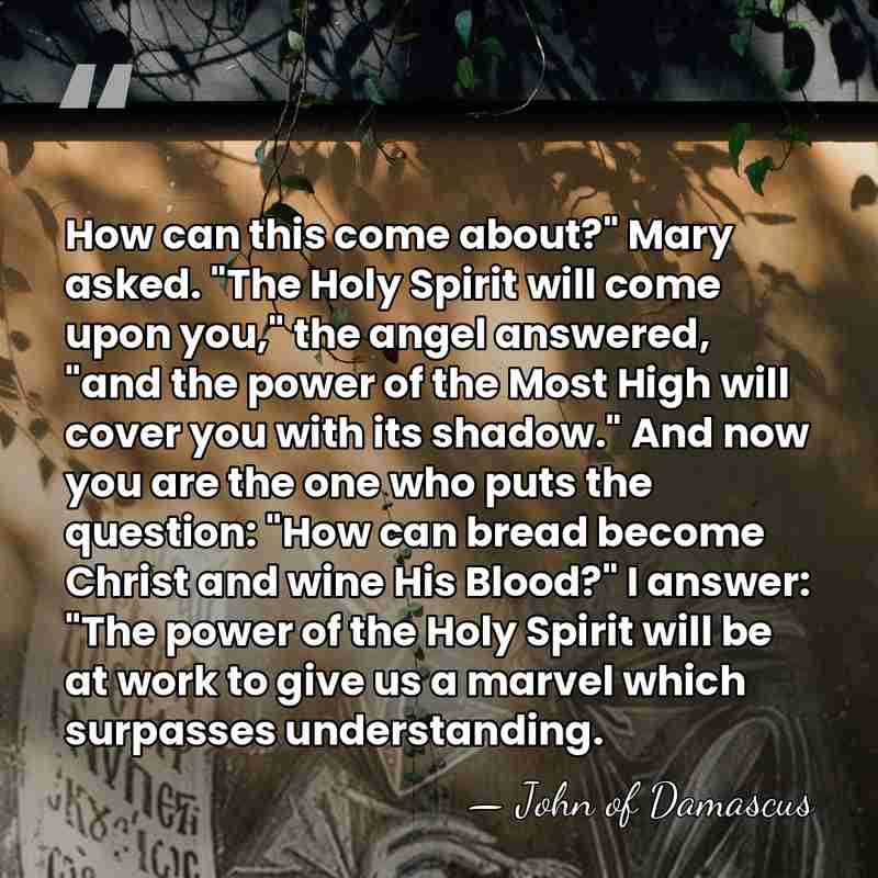 How can this come about?" Mary asked. "The Holy Spirit will come&hellip; - John of Damascus