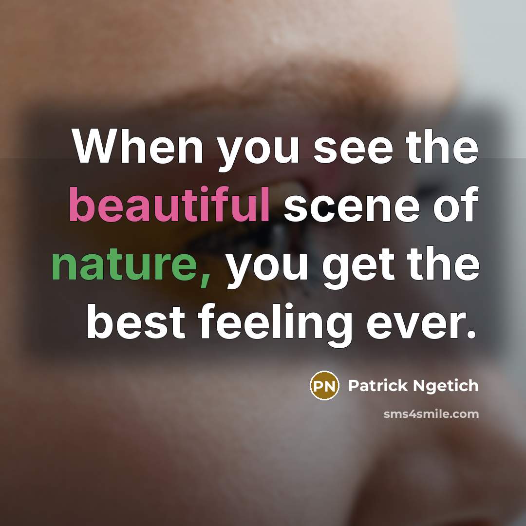 “When you see the beautiful scene of nature, you get…” quote by Patrick Ngetich