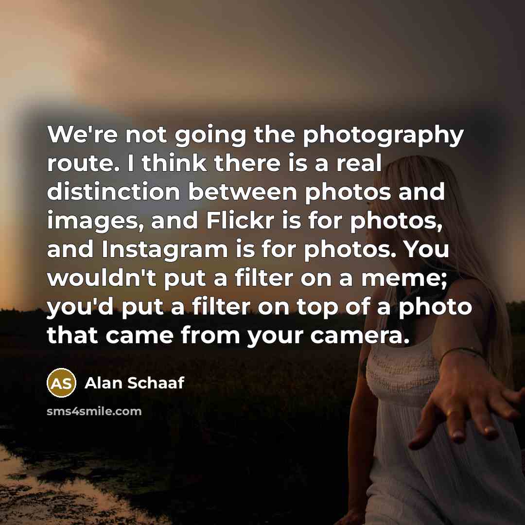 “We're not going the photography route. I think there is…” quote by Alan Schaaf