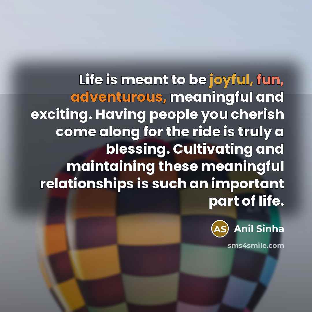 “Life is meant to be joyful, fun, adventurous, meaningful and…” quote by Anil Sinha