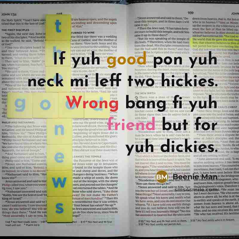 “If yuh good pon yuh neck mi leff two hickies.…” quote by Beenie Man