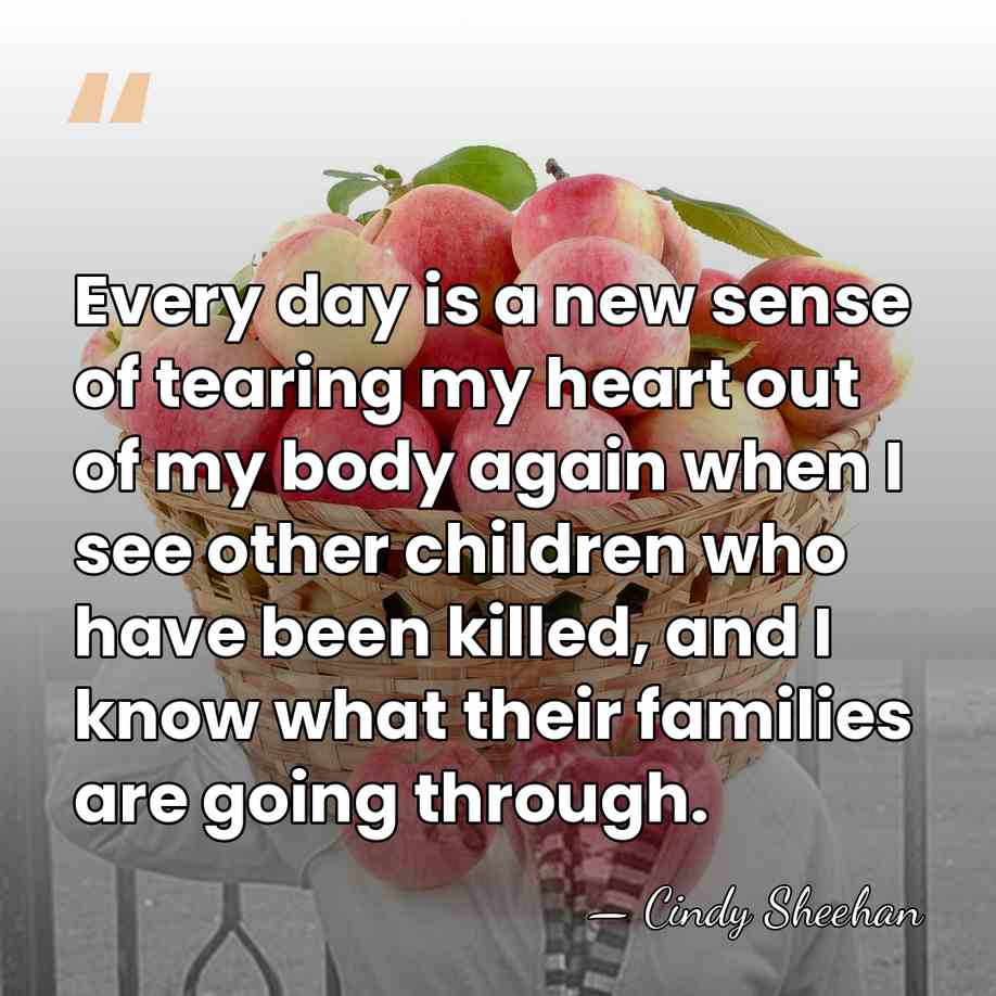 Every day is a new sense of tearing my heart out of&hellip; - Cindy Sheehan