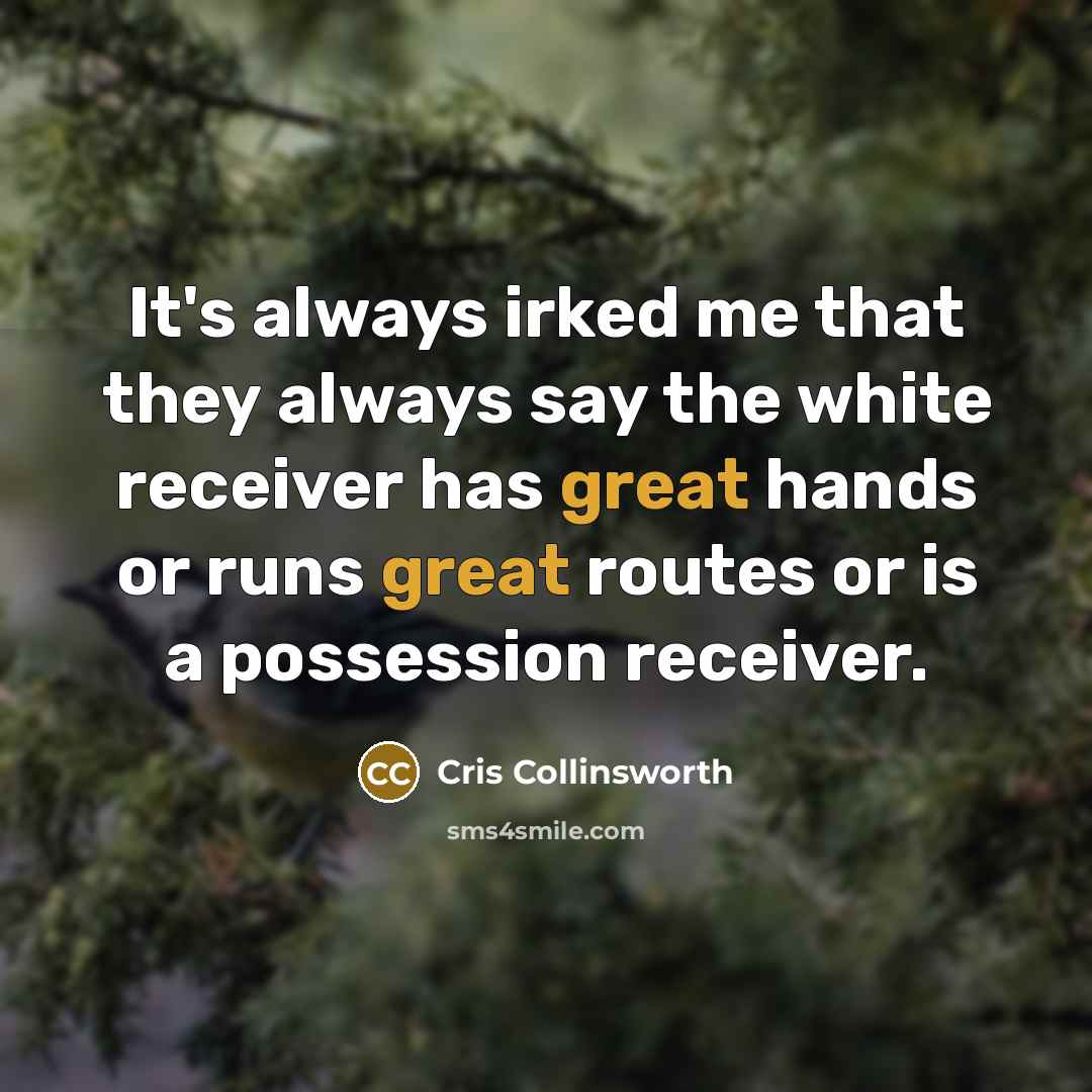 “It's always irked me that they always say the white…” quote by Cris Collinsworth