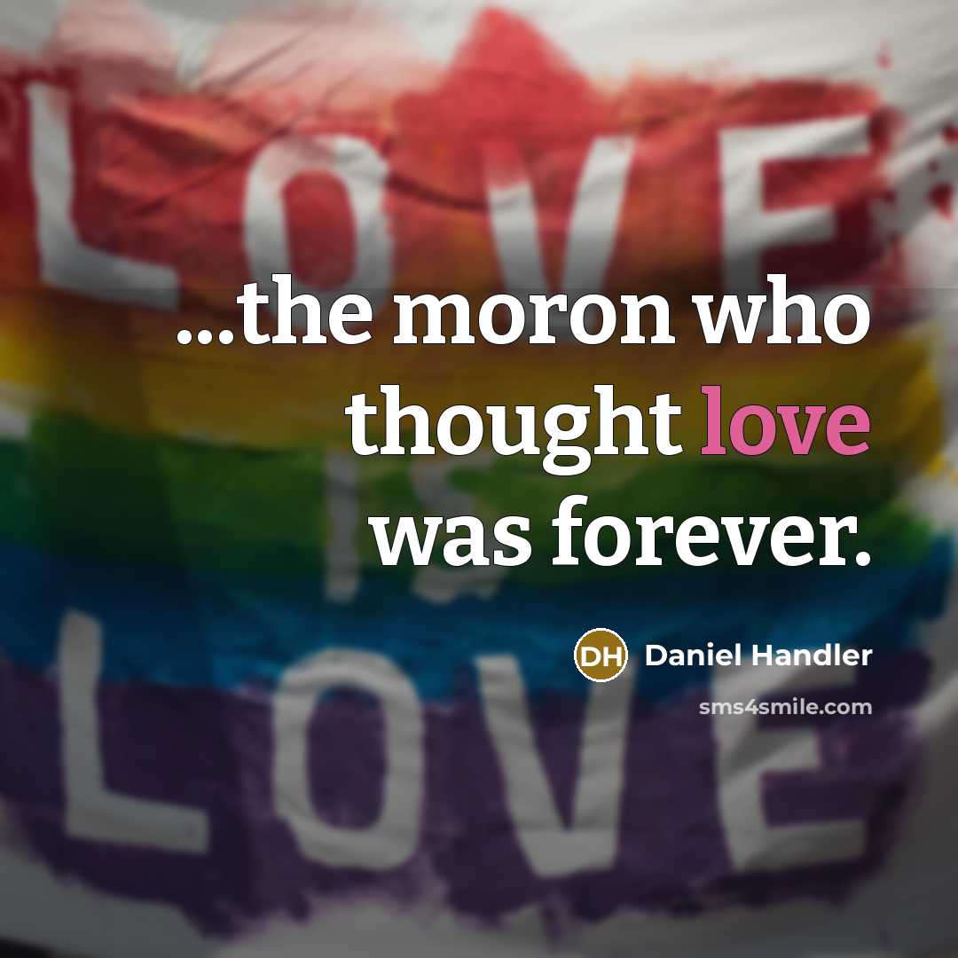 “...the moron who thought love was forever.…” quote by Daniel Handler