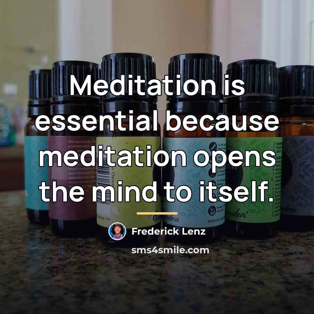 “Meditation is essential because meditation opens the mind to itself.…” quote by Frederick Lenz