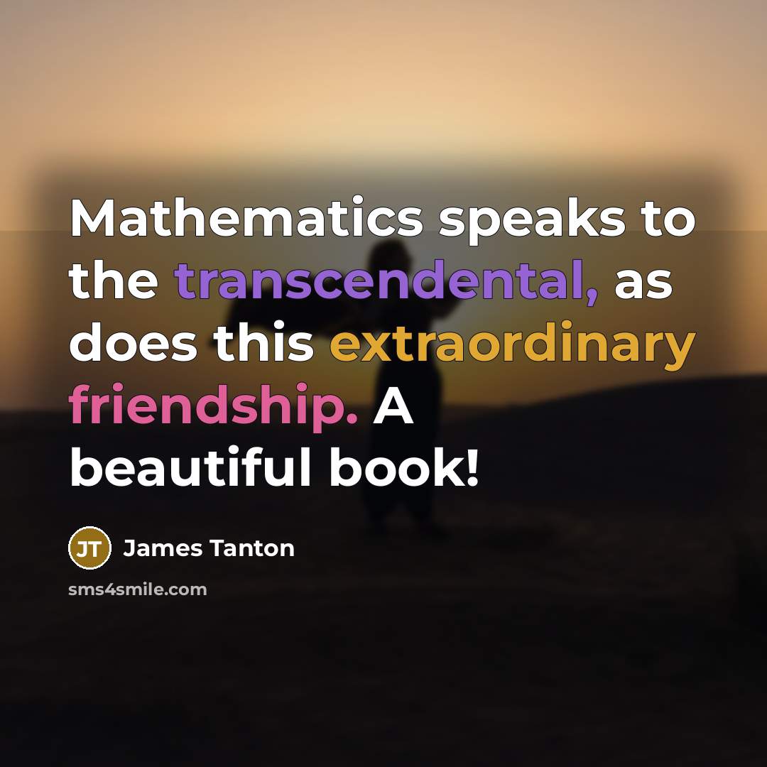 “Mathematics speaks to the transcendental, as does this extraordinary friendship.…” quote by James Tanton