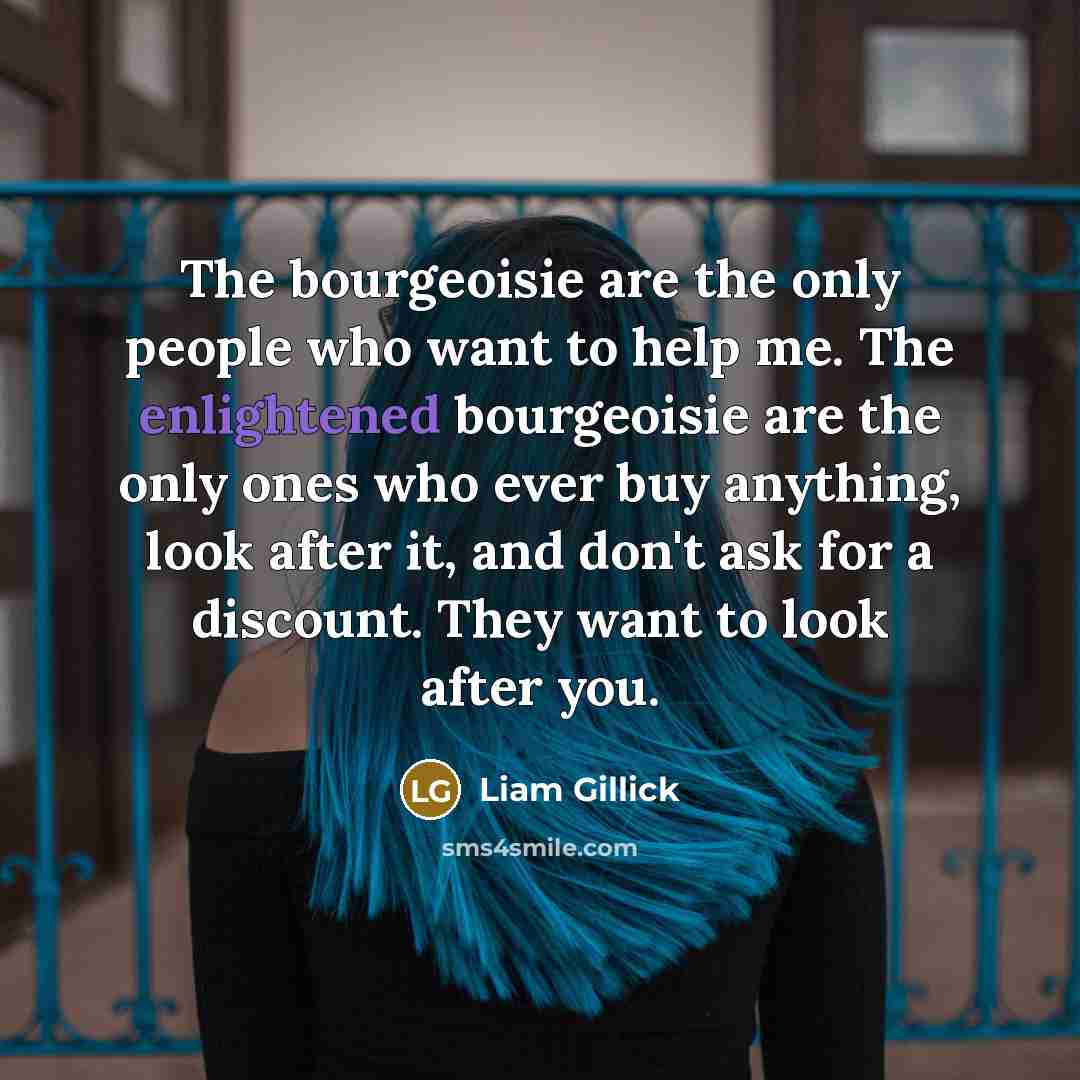 “The bourgeoisie are the only people who want to help…” quote by Liam Gillick