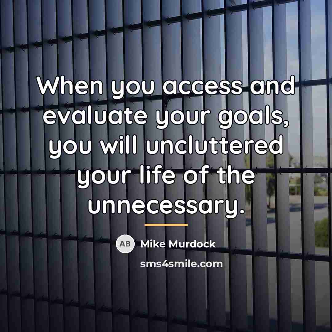 “When you access and evaluate your goals, you will uncluttered…” quote by Mike Murdock