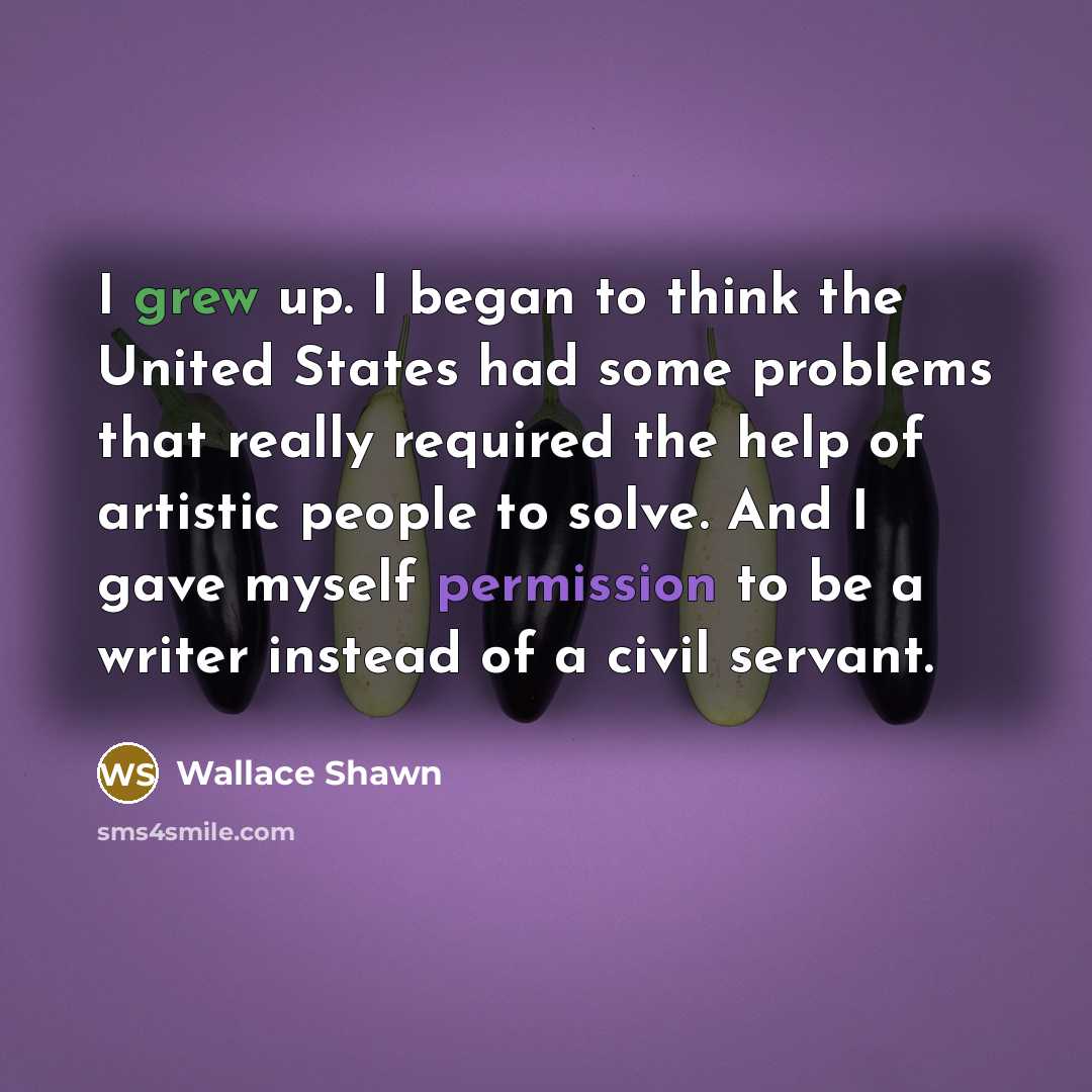 “I grew up. I began to think the United States…” quote by Wallace Shawn