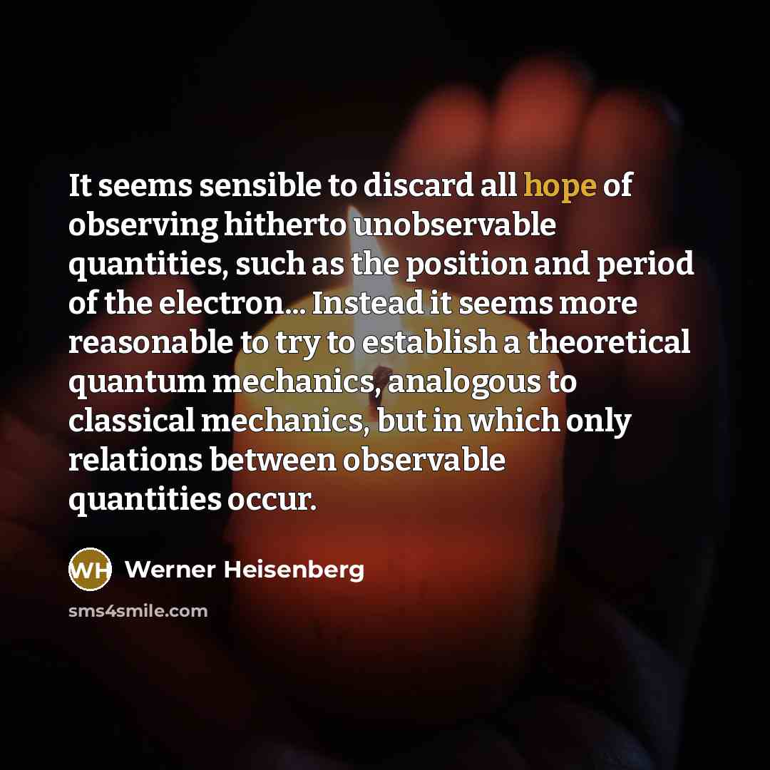 “It seems sensible to discard all hope of observing hitherto…” quote by Werner Heisenberg