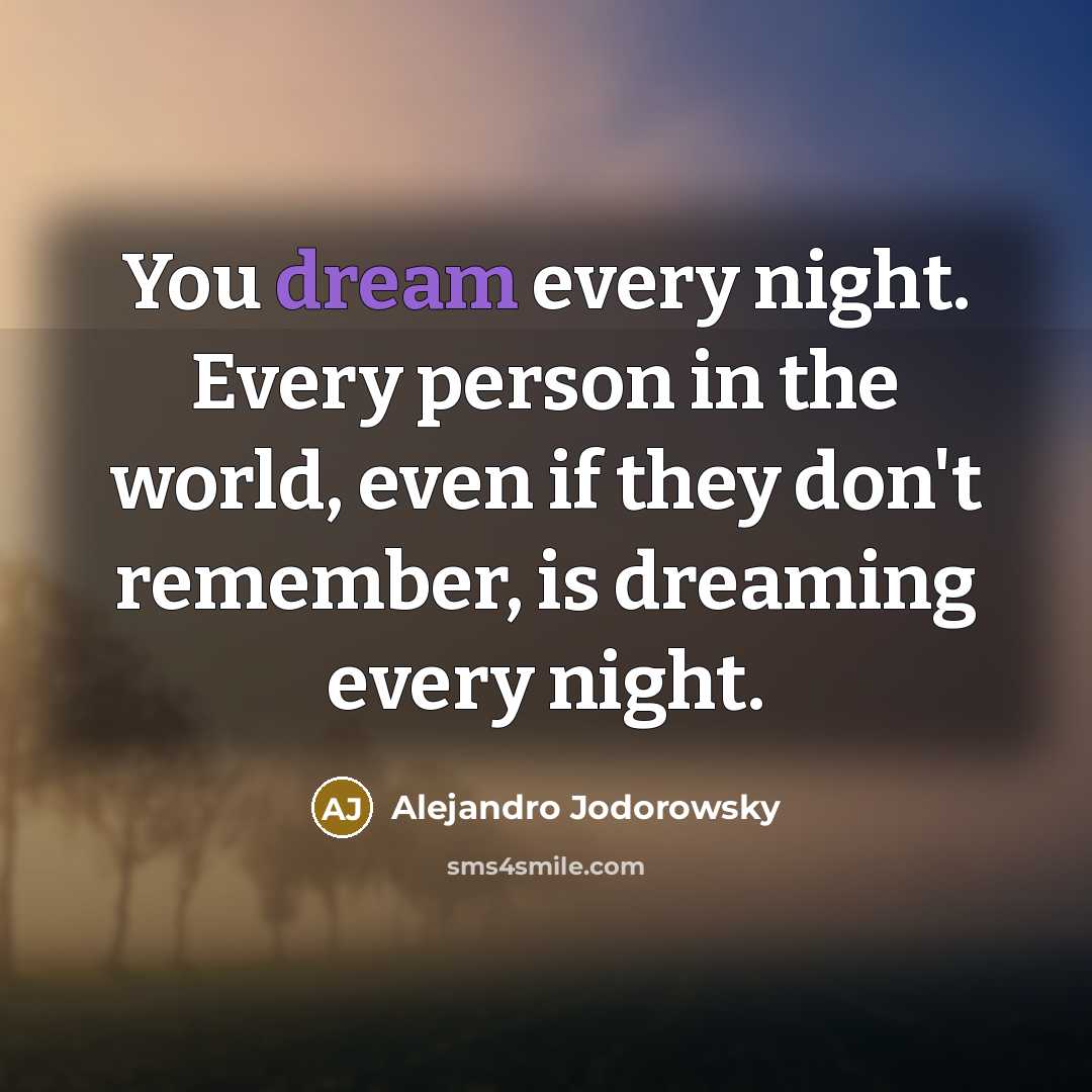 “You dream every night. Every person in the world, even…” quote by Alejandro Jodorowsky